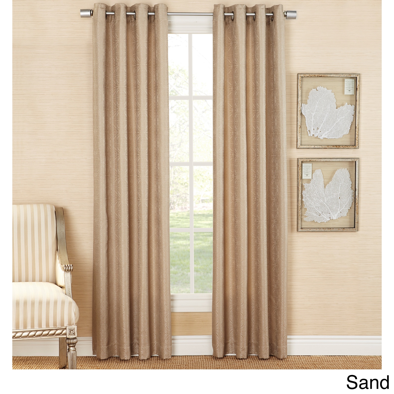 Tommy Bahama Tommy Bahama Batik Medallion Grommet Top Curtain Panel Pair Beige Size 54 x 84