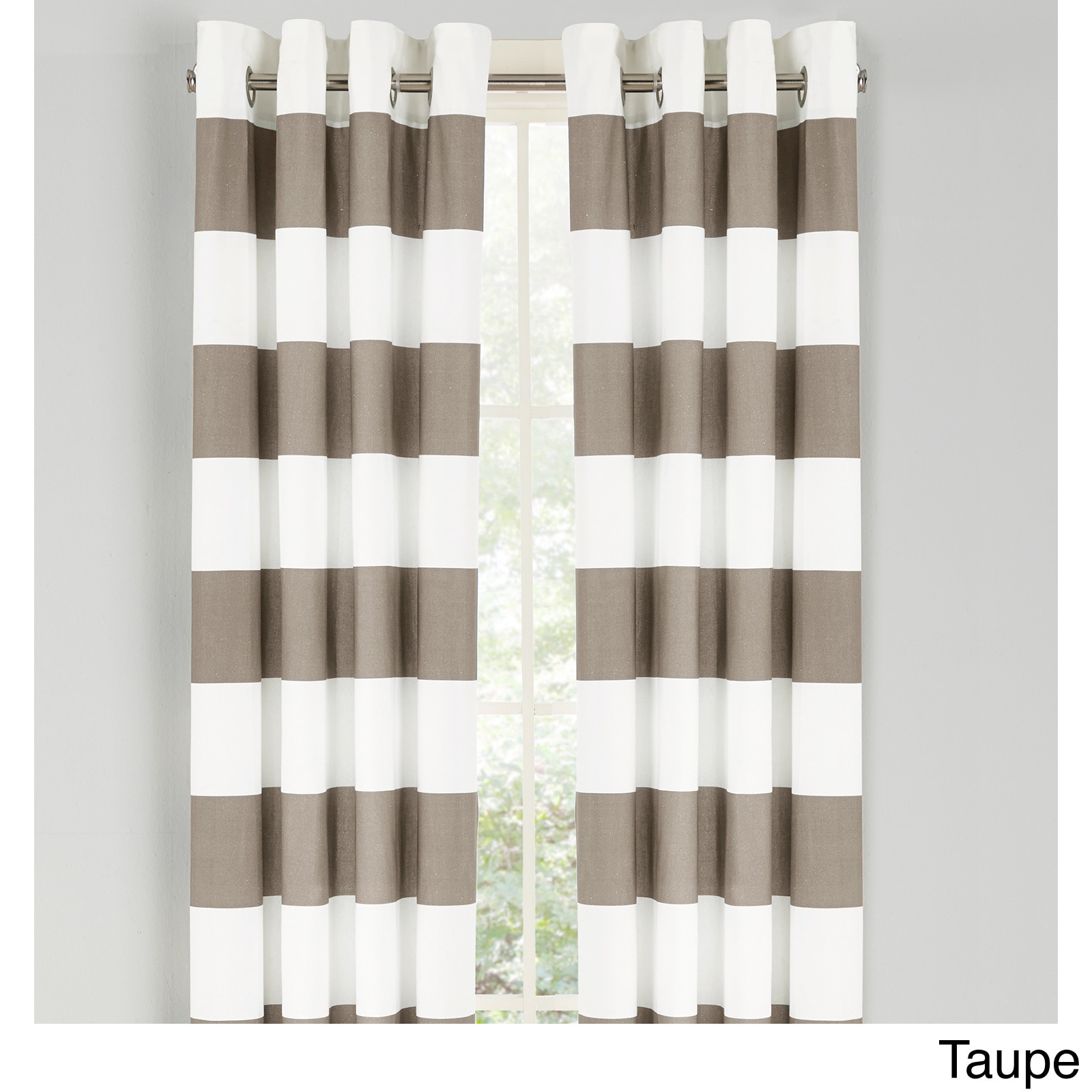 Nautica Nautica Cabana Stripe Grommet Top Curtain Panel Pair Tan Size 52 x 84