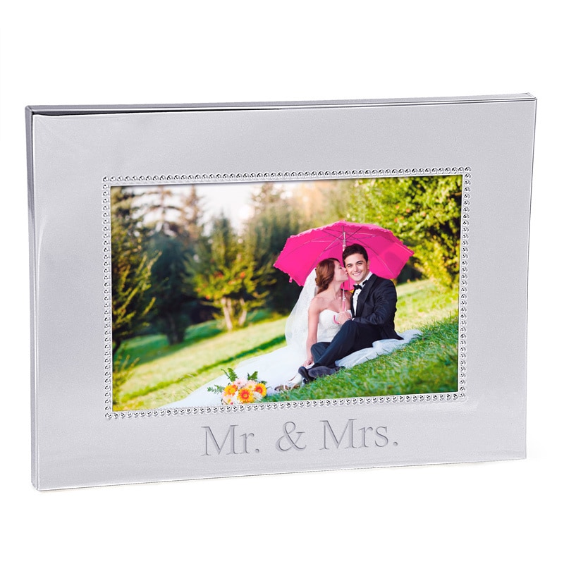 Mr.   Mrs. Beaded Silver 4x6 Picture Frame