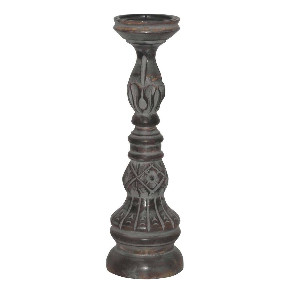Hand-carved 18-inch Candle Stand (India)