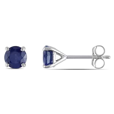 Miadora 10k White Gold 1 1/10ct TGW Sapphire Stud Earrings