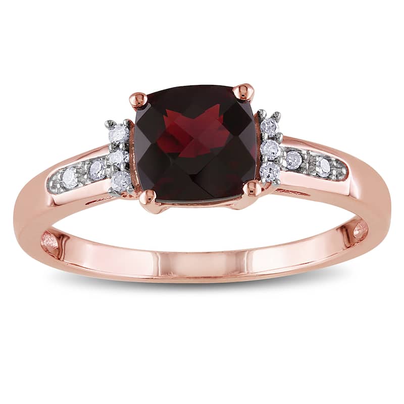 Miadora 10k Rose Gold Garnet and Diamond Accent Cocktail Ring - Red - 5