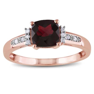 Miadora 10k Rose Gold Garnet and Diamond Accent Cocktail Ring - Red