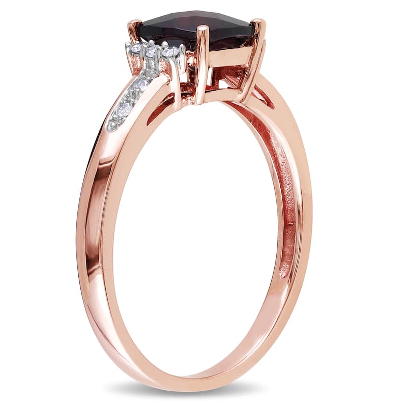 Miadora 10k Rose Gold Garnet and Diamond Accent Cocktail Ring - Red