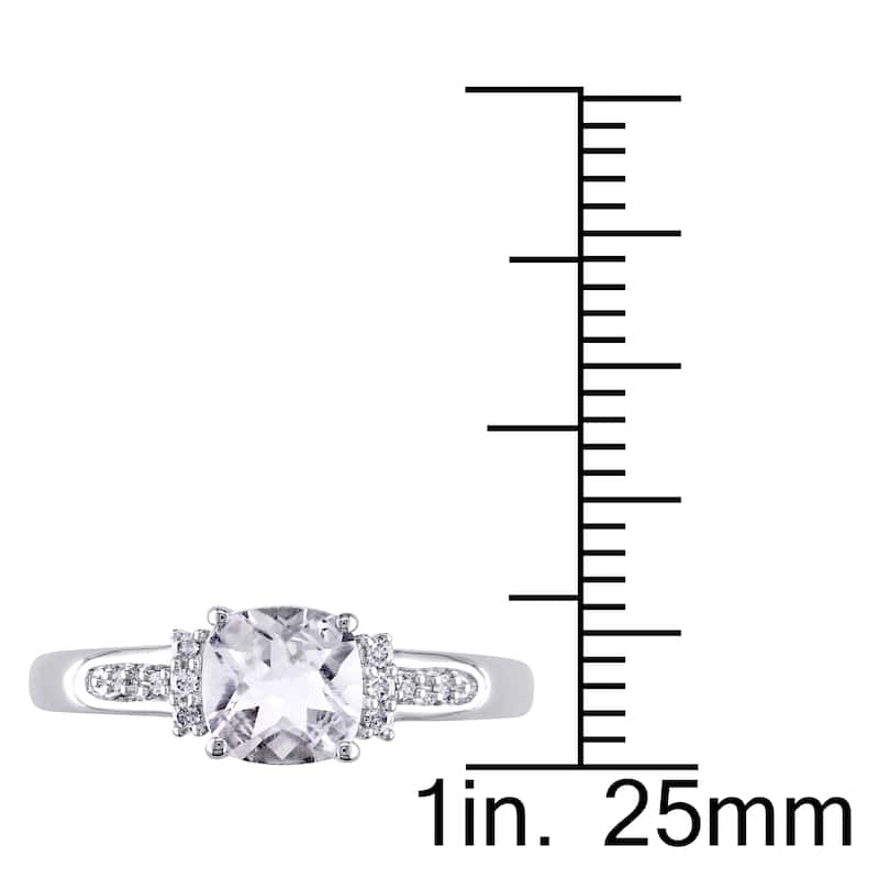 Miadora 10k White Gold 1 1/4ct TGW White Topaz and Diamond Accent Cocktail Ring