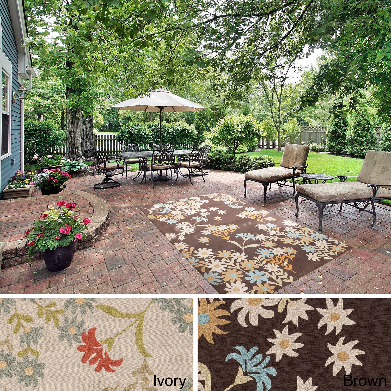 Hand hooked Hillary Casual Floral Indoor/ Outdoor Area Rug (5 X 8)