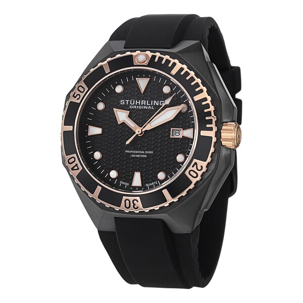 Stuhrling Original Men's Gen Hex Swiss Quartz Rubber Strap Watch