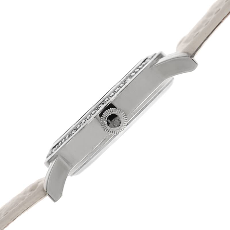 Burgi Women's Quartz Diamond Leather Silver-Tone Strap Watch