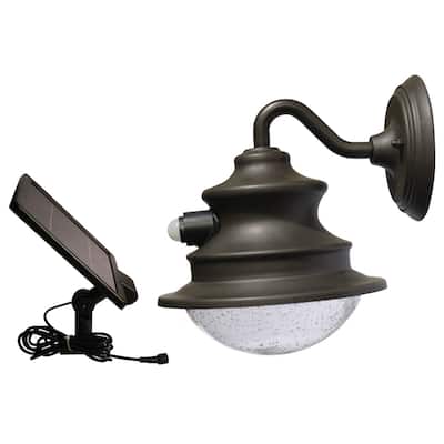 Gama Sonic Brown Wall Mount Motion-sensing Solar Barn Light with 6 Bright-White LEDs