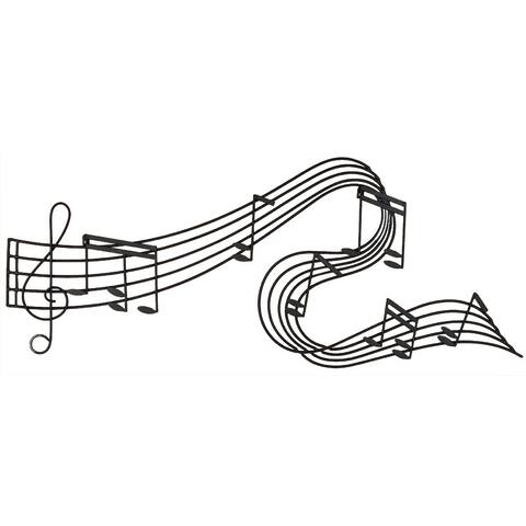 Eclectic 21 Inch Black Musical Staff Metal Wall Decor by Studio 350
