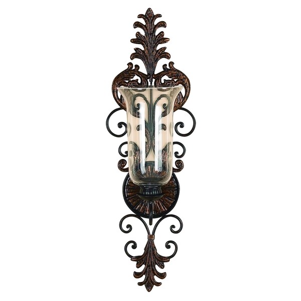 Shop Metal and Glass Candle Sconce Free Shipping Today Overstock