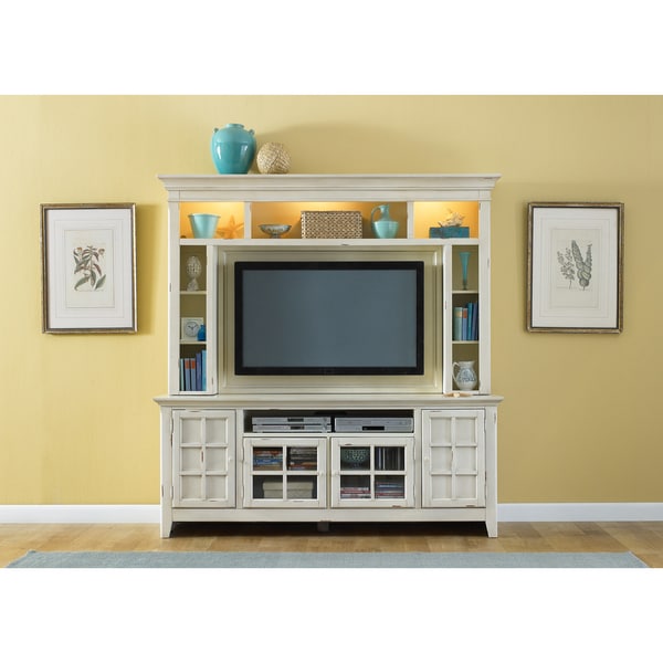 Distressed Cream Cottage 2-piece Entertainment Center