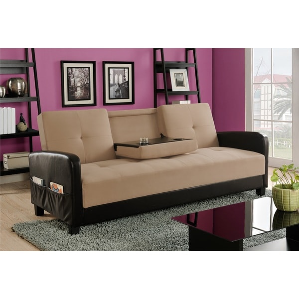 futon with cup holder | Roselawnlutheran - Black Leather Sofa Bed With Cup Holder Nicesofa. DHP Holden Cupholder Futon  Sofa Bed with Magazine Storage
