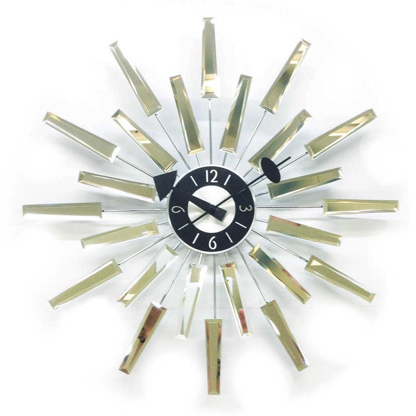 19 inch Mid century Modern Beveled Eyelash Mirror Clock