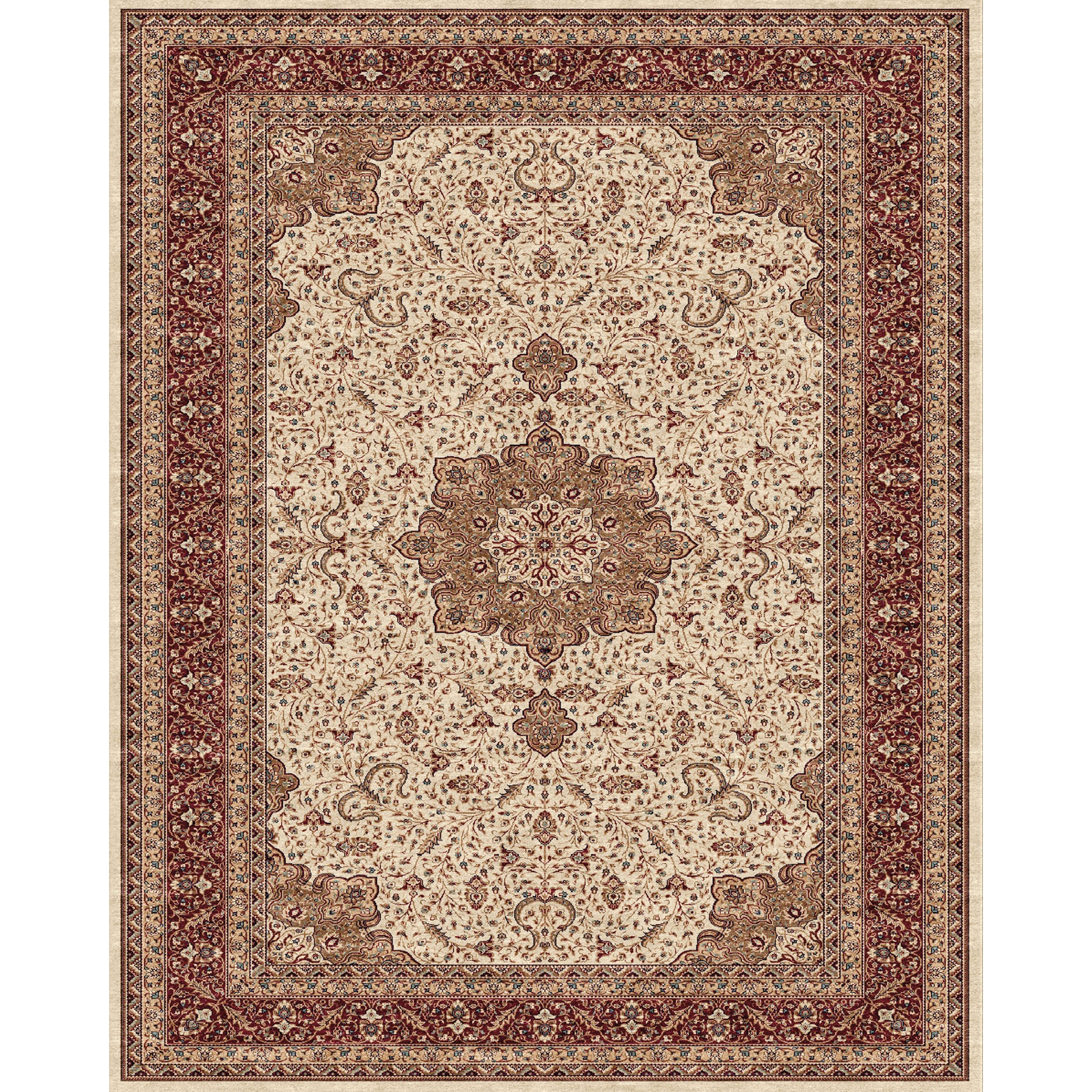 Delia Cream Red Area Rug (5 X 8)