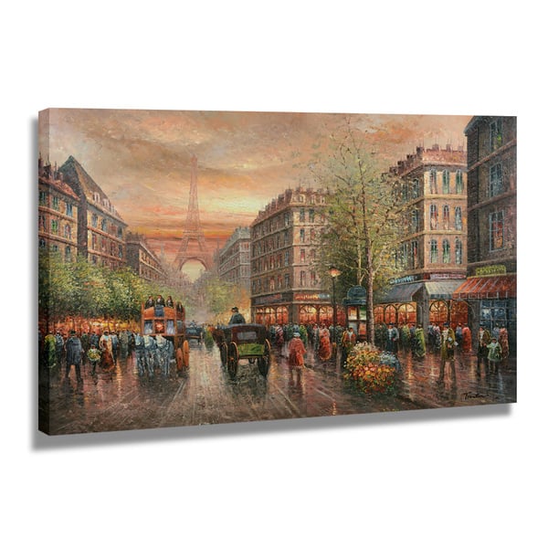 Trenton Paris Street Scene With The Eiffel Tower Gallery Wrapped Giclee Prints Overstock