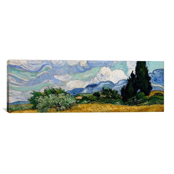 iCanvas ART Vincent van Gogh Wheatfield with Cypresses Canvas Print Wall Art