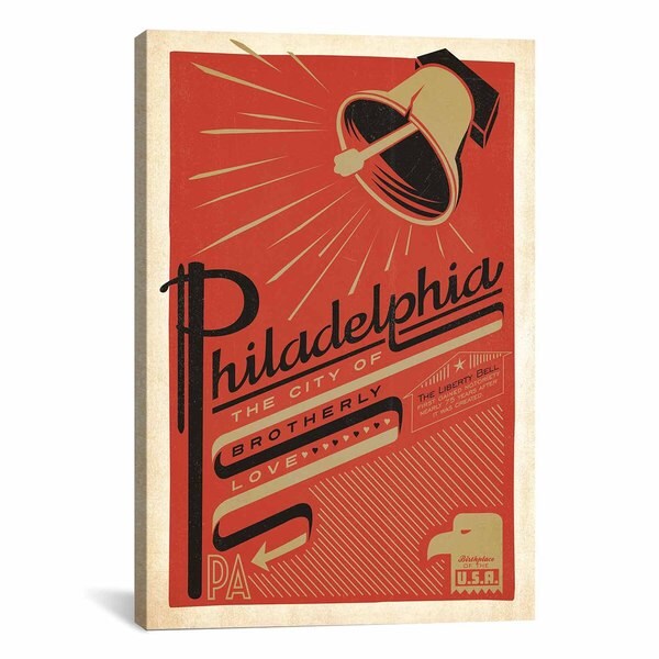 iCanvas ART Anderson Design Group The City of Brotherly Love - PhiladelphiaPennsylvania Canvas Print Wall Art