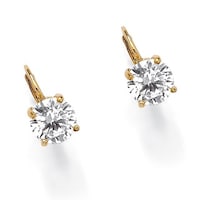 2 34 Tcw Round Cubic Zirconia Halo Drop Earrings In 18k Gold Yellow Gold Plated Drop Earrings 13x8mm Round Cubic Zirconia 4 Cttw Tdw