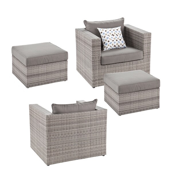 Shop Brixton Outdoor Wicker Chair And Ottoman 4pc Set Ships To