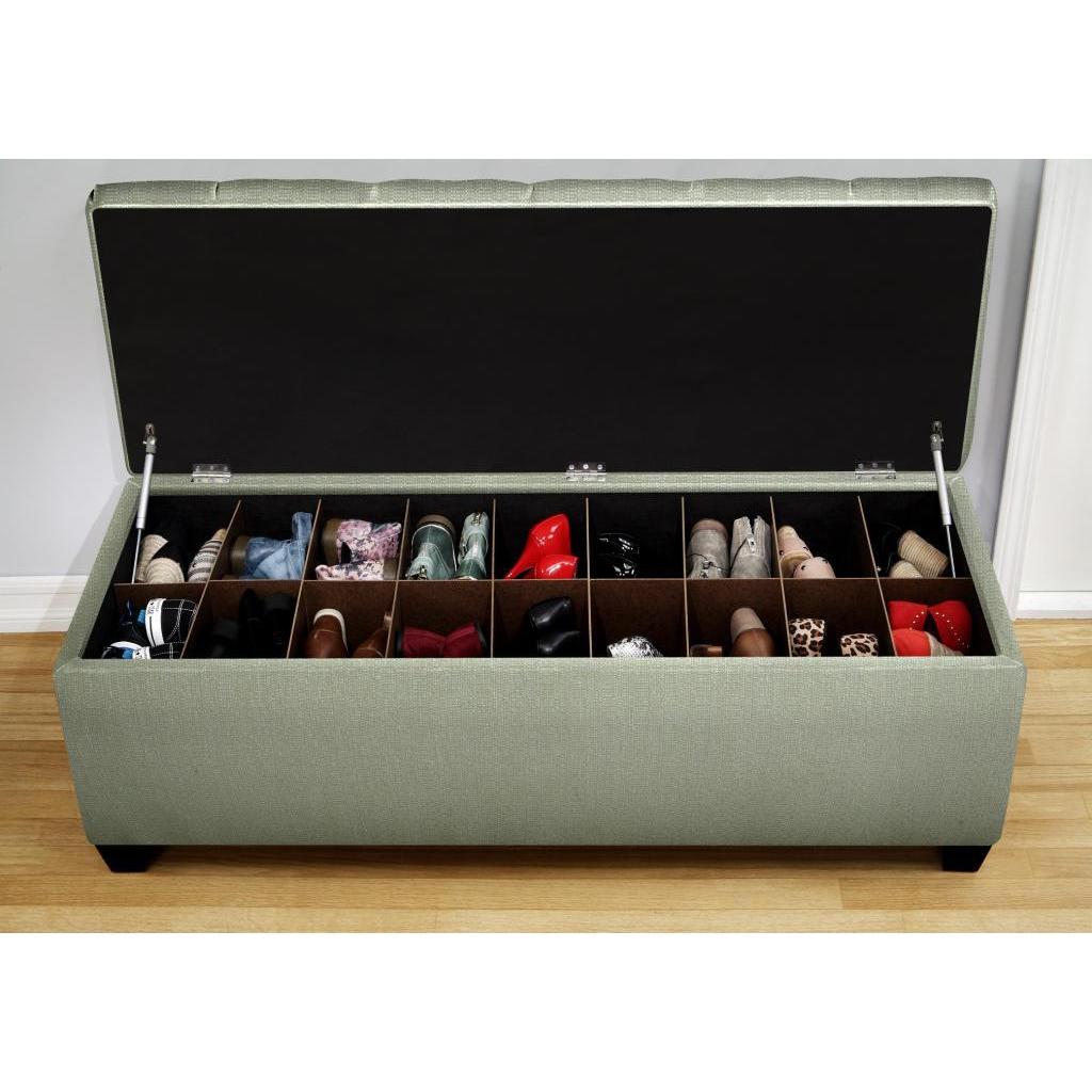 The Sole Secret Shoe Storage Bench   Candice Seafoam