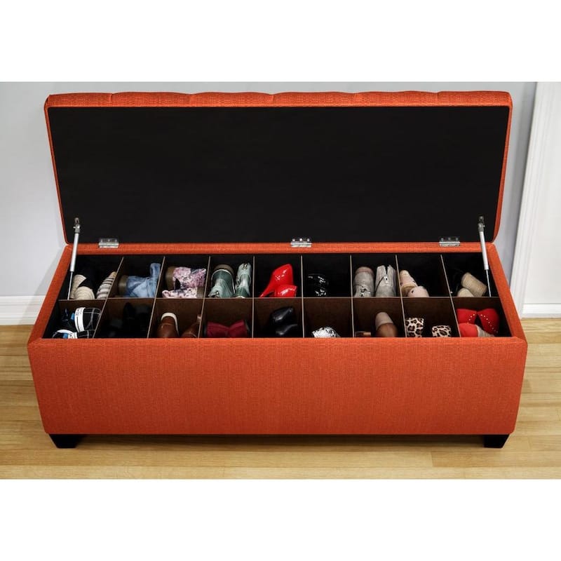 The Sole Secret Shoe Storage Bench - Candice Pumpkin - Orange Large