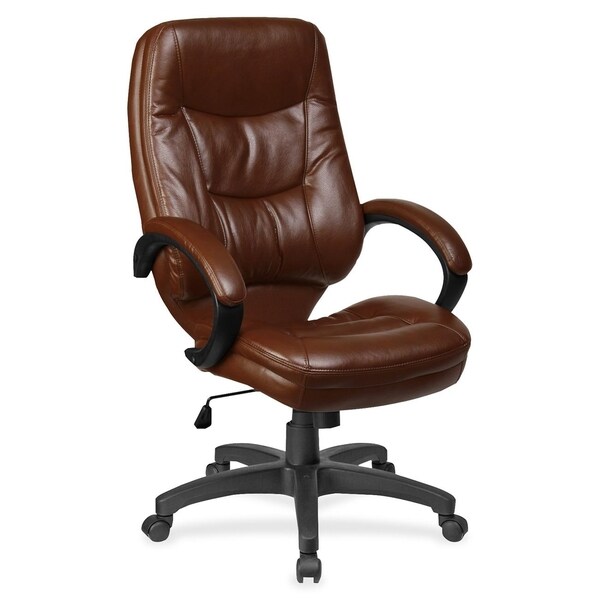 Shop Lorell Westlake Brown Leather Highback Executive Chair Free