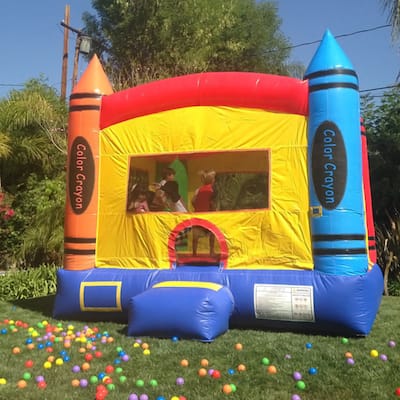 JumpOrange Crayon Inflatable Bounce House, Commercial PVC Vinyl, with Blower