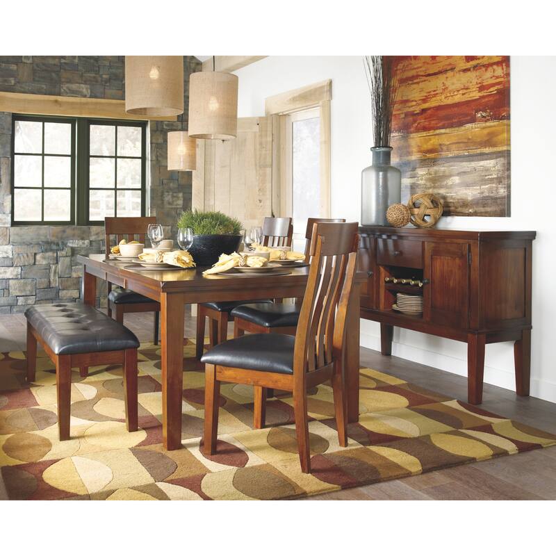 Signature Design by Ashley Ralene Brown Leatherette Dining Bench - 49.75" W x 16.25" D x 18.5" H