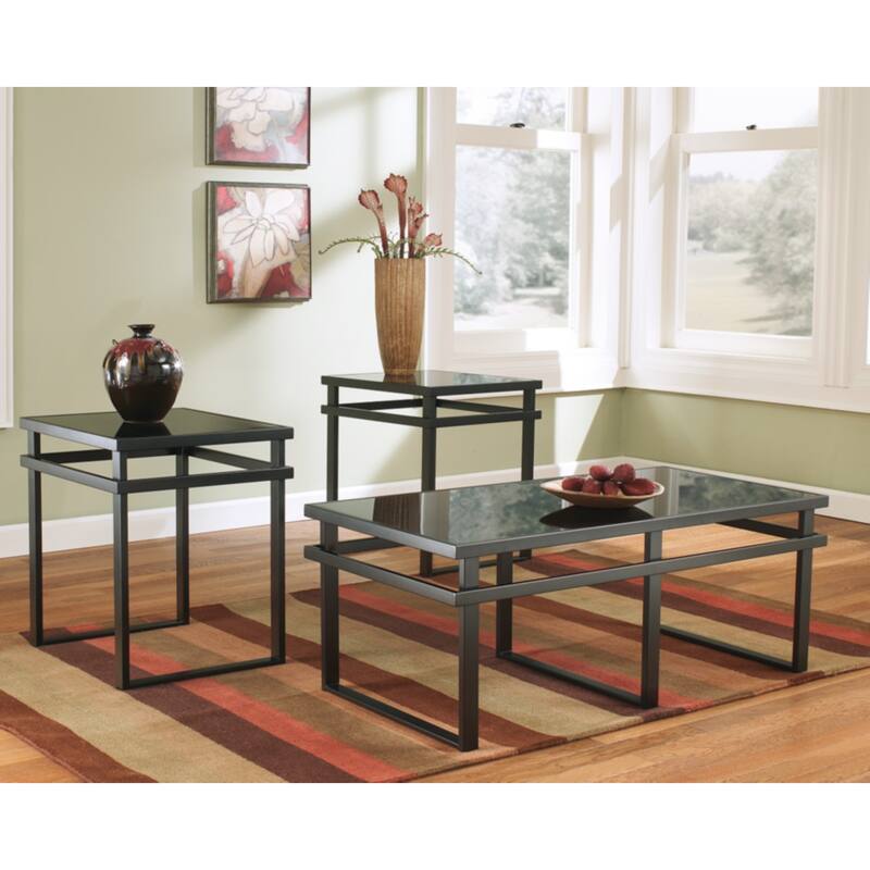 Laney 3-Piece Black Occasional Table Set - 47" W x 23" D x 18.38" H