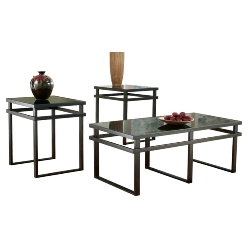 Laney 3-Piece Black Occasional Table Set - 47" W x 23" D x 18.38" H