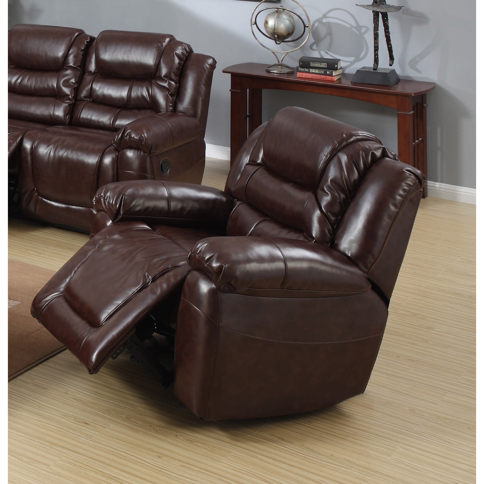 Samson Burgundy Bonded Leather Rocking Reclining Chair