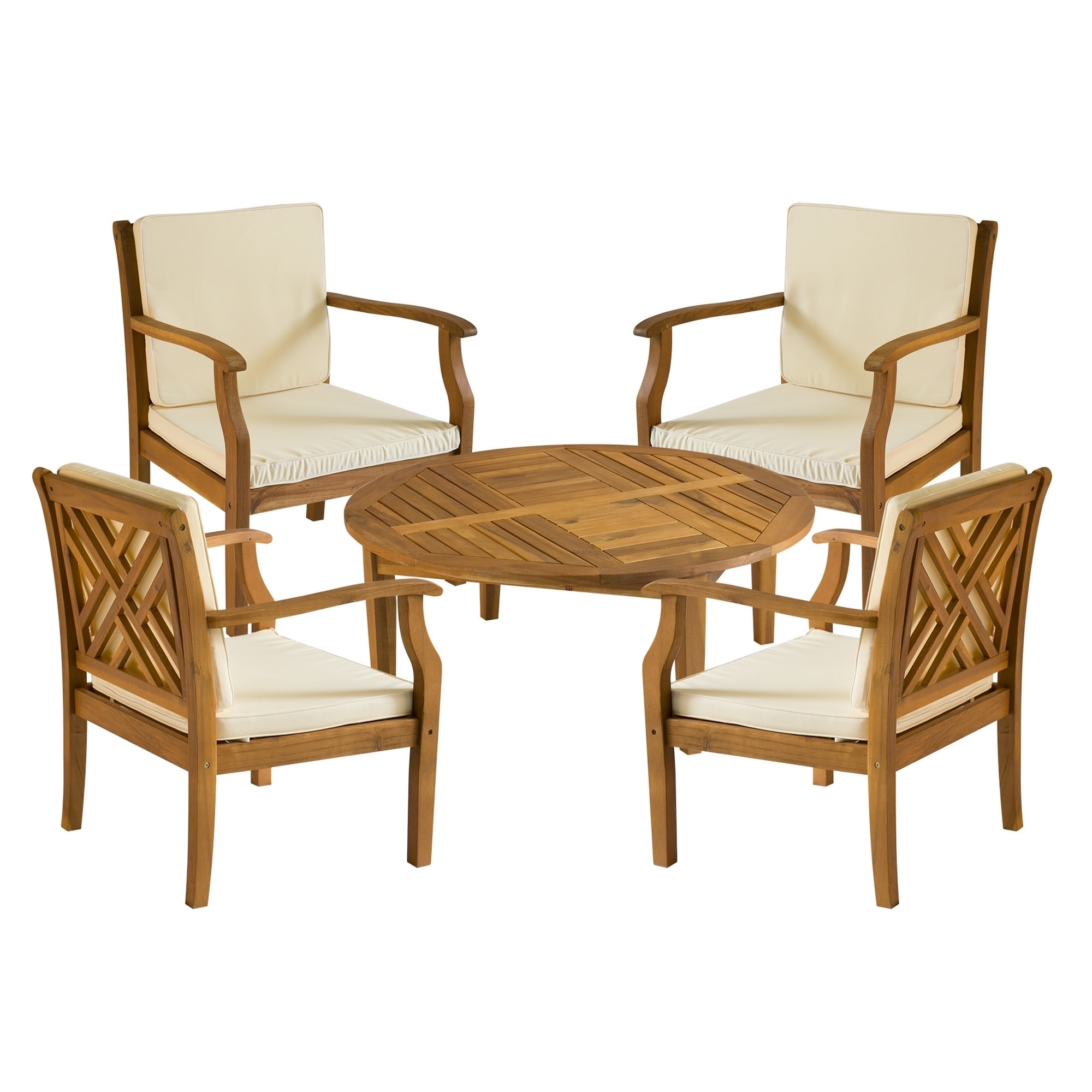 Safavieh Outdoor Living Anaheim Brown Acacia Wood 5 piece Beige Cushion Patio Set