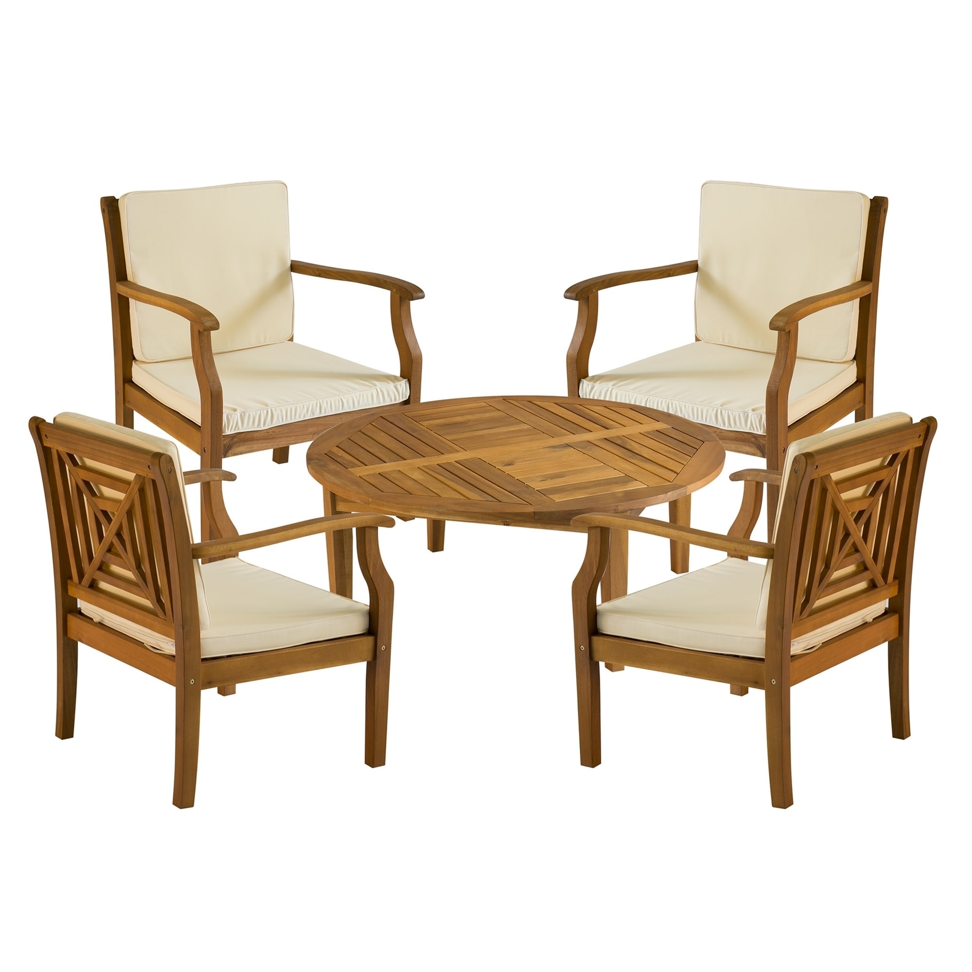 Safavieh Outdoor Living Colfax Brown Acacia Wood 5 piece Beige Cushion Patio Set