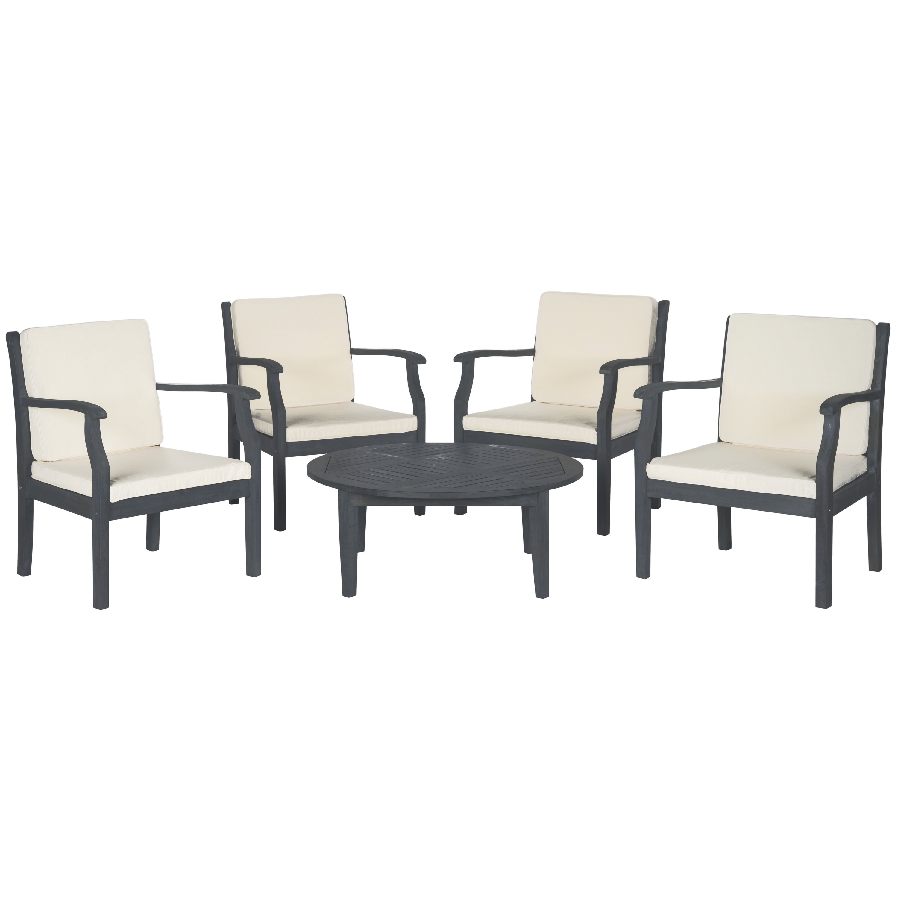 Safavieh Outdoor Living Colfax Brown Acacia Wood 5 piece Beige Cushion Patio Set