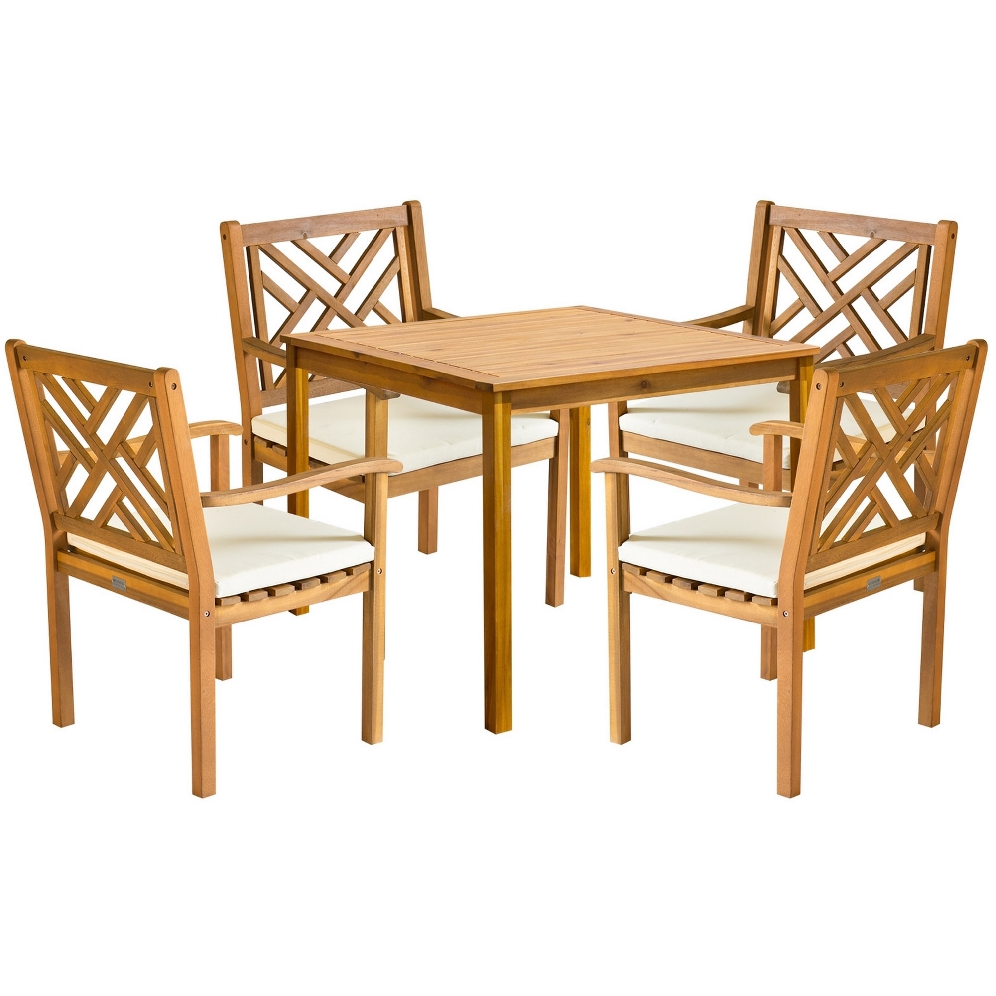 Safavieh Outdoor Living Bradbury Brown Acacia Wood 5 piece Beige Cushion Dining Set