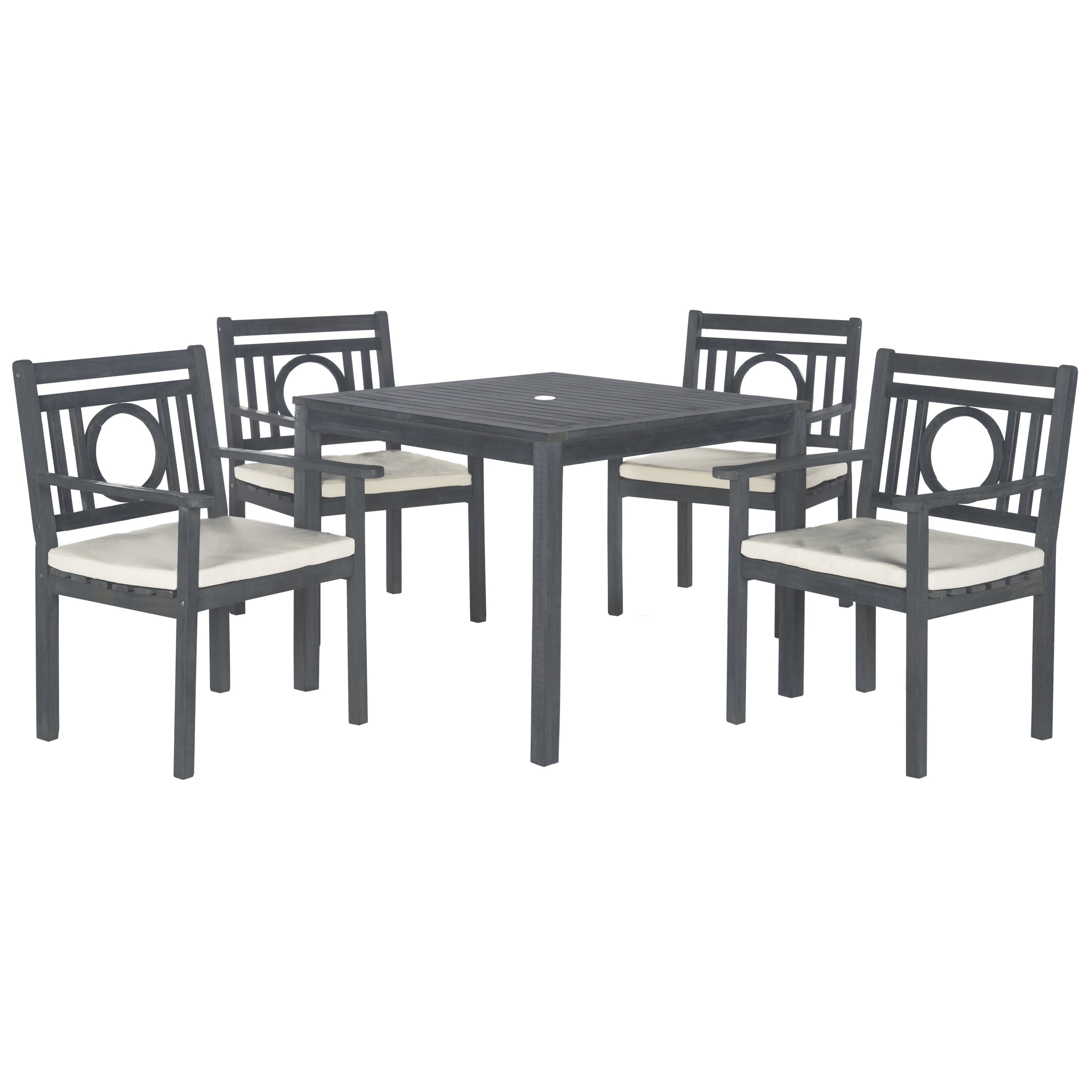 Safavieh Outdoor Living Montclair Ash Grey Acacia Wood 5 piece Beige Cushion Dining Set