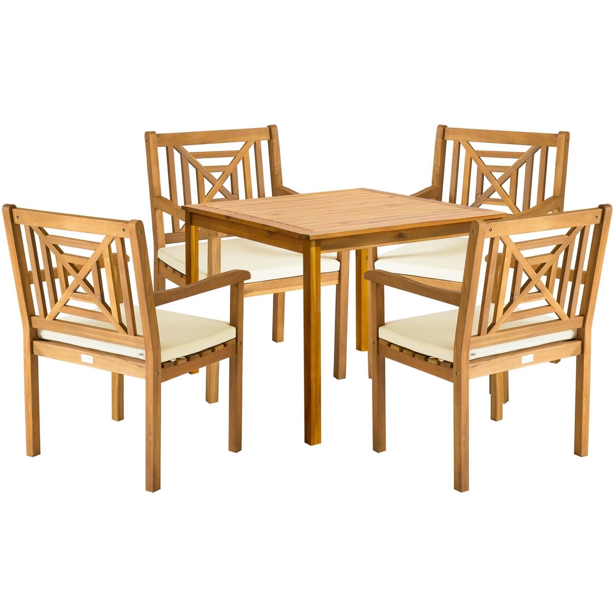 Safavieh Outdoor Living Del Mar Brown Acacia Wood 5 piece Beige Cushion Dining Set