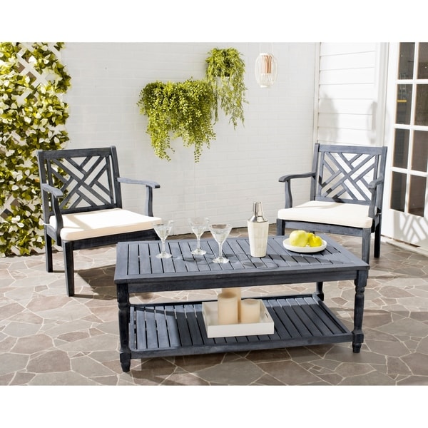 Shop Safavieh Outdoor Living Oakley Ash Grey Acacia Wood ...