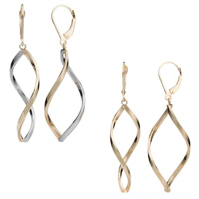 Fremada 10k Gold Twisted Marquise Leverback Earrings