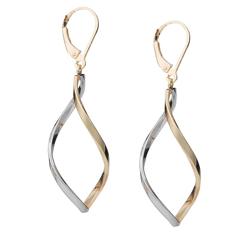 Fremada 10k Gold Twisted Marquise Leverback Earrings