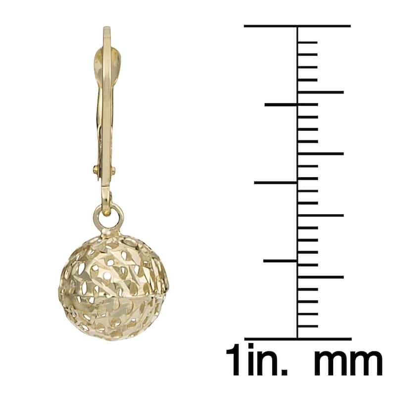 Fremada 10k Gold Diamond-cut Pierced Ball Leverback Earrings