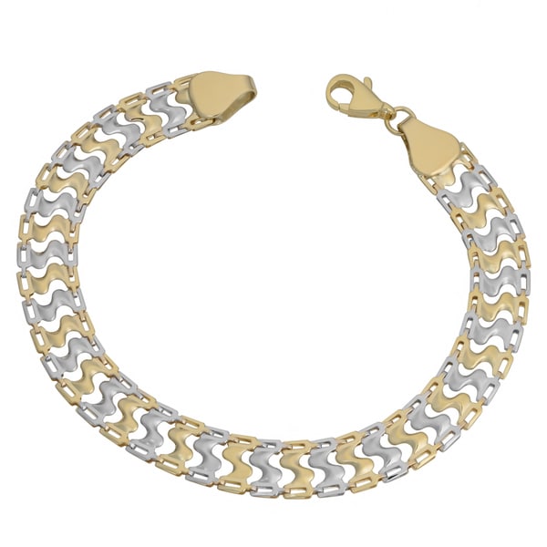 Fremada 10k Two tone Gold Twist Alternating Oval/ Circle Bracelet (7.5