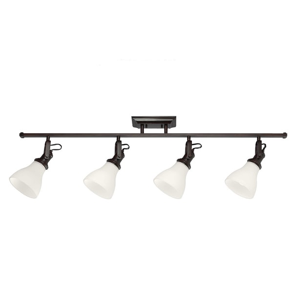 4 light Burnt Sienna Track Lighting Kit with Satin White Glass Seagull Lighting Track Lighting