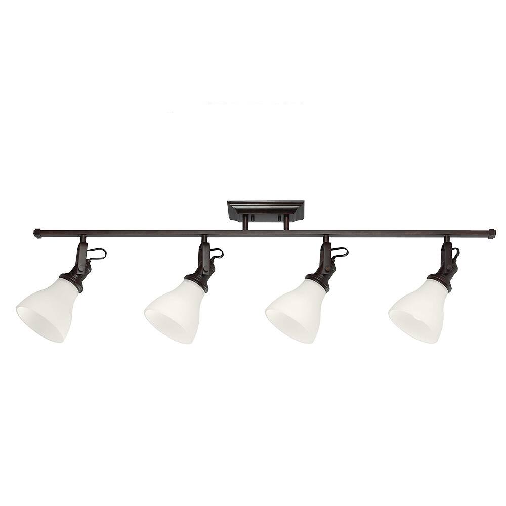 4-light Burnt Sienna Track Lighting Kit with Satin White Glass