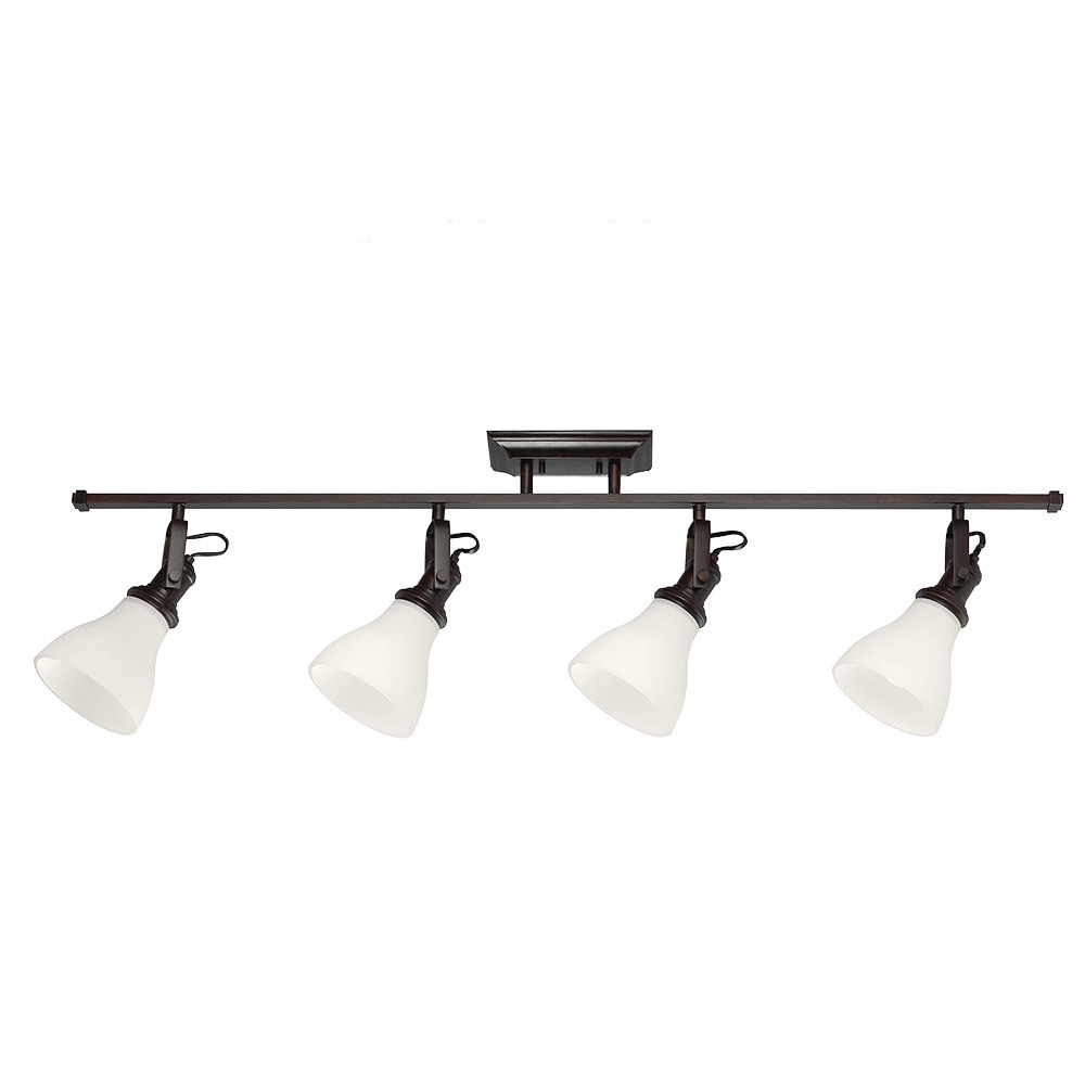 4 light Burnt Sienna Track Lighting Kit With Satin White Glass