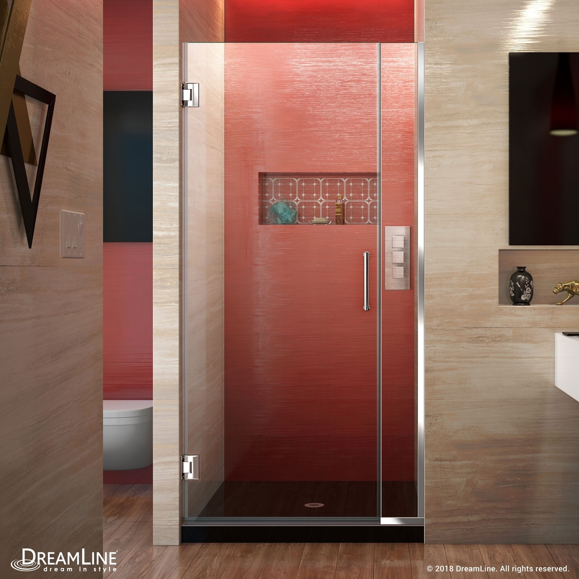 Dreamline Unidoor Plus 72 In. H X 36   37 In. W Frameless Hinged Shower Door, Clear Glass