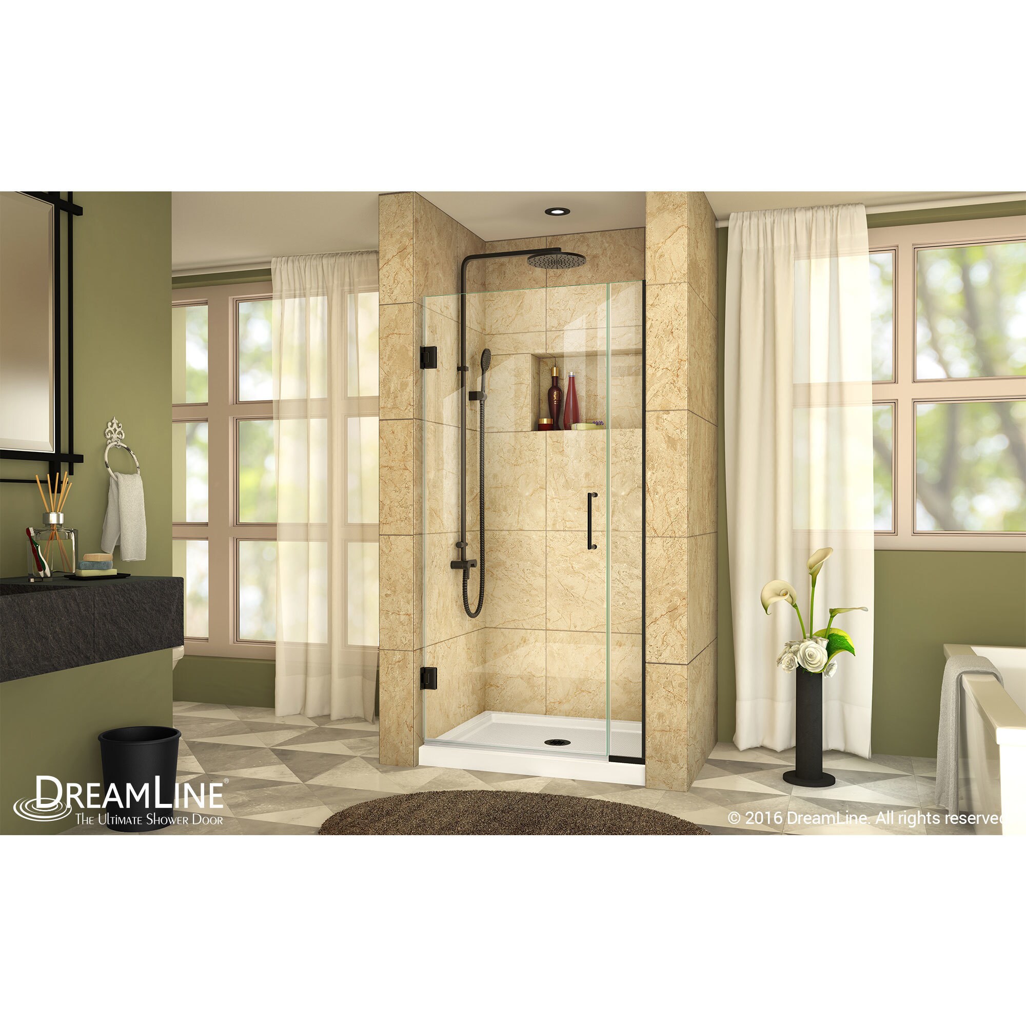 Dreamline Unidoor Plus 72 In. H X 33   34 In. W Frameless Hinged Shower Door, Clear Glass