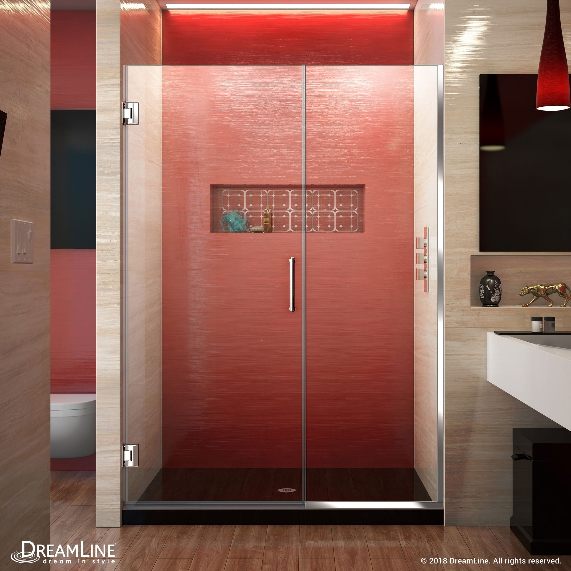 Dreamline Unidoor Plus 72 In. H X 47   48 In. W Frameless Hinged Shower Door, Clear Glass