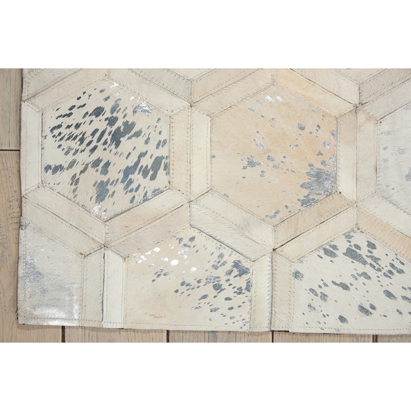Nourison City Chic Glam Metallic Geometric Hair on Hide Area Rug
